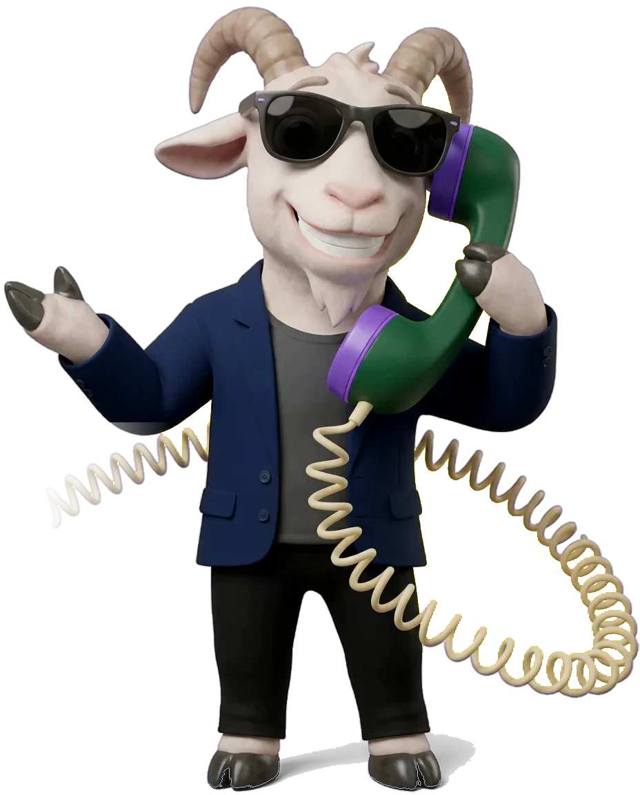 The hr goat on the phone, looking at you, ready to talk
