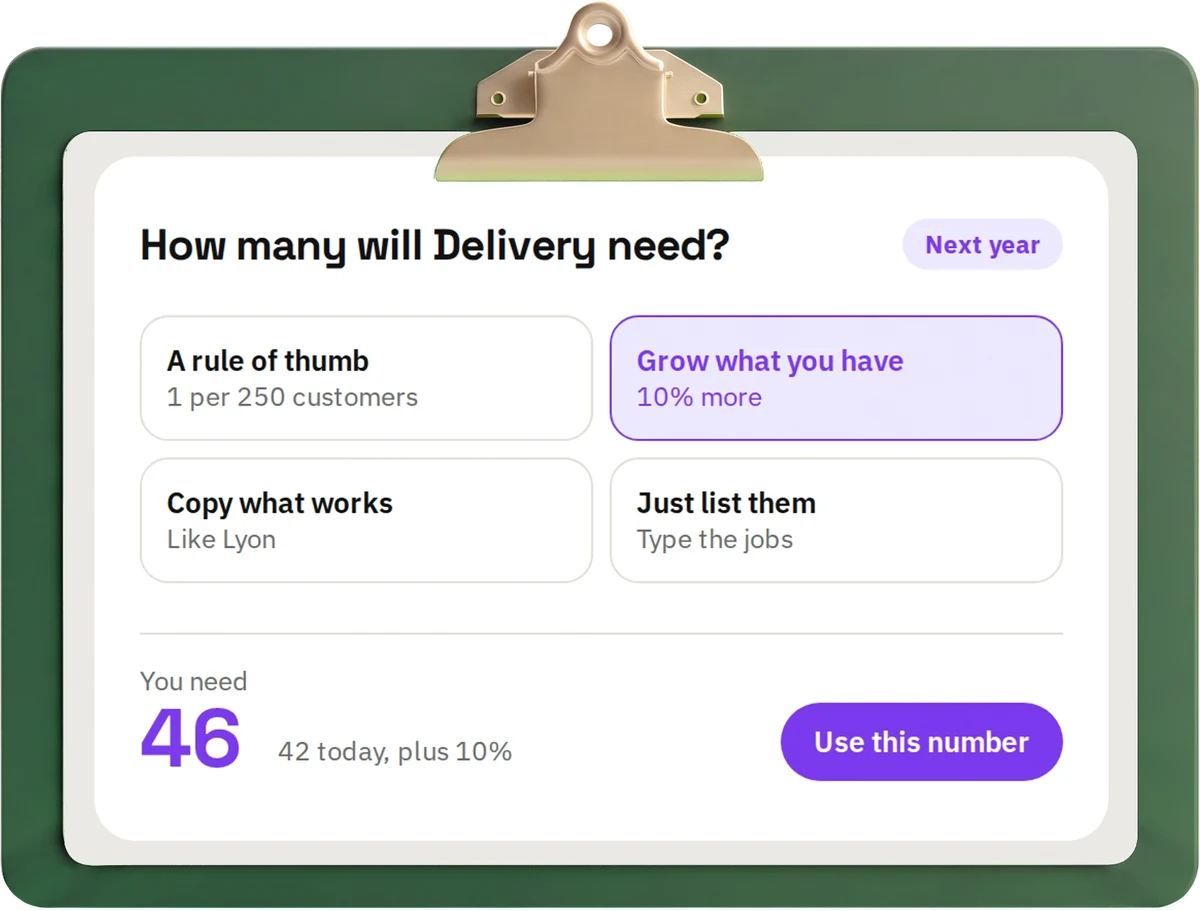 How many will Delivery need, in hr goat: four ways to say it, with Grow what you have chosen, giving 46