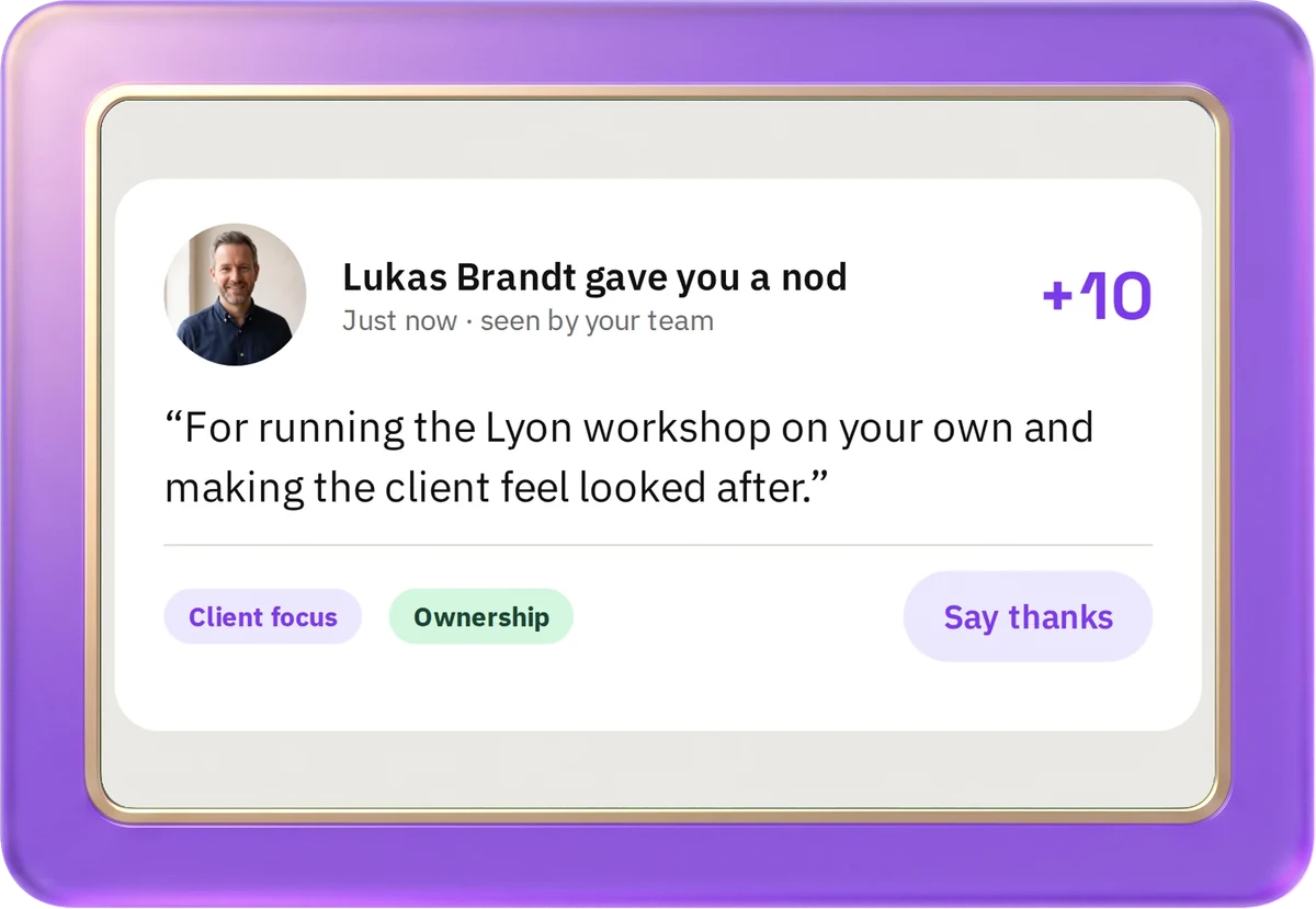 A nod in hr goat: Lukas Brandt thanks Elena for running the Lyon workshop on her own, plus 10 points