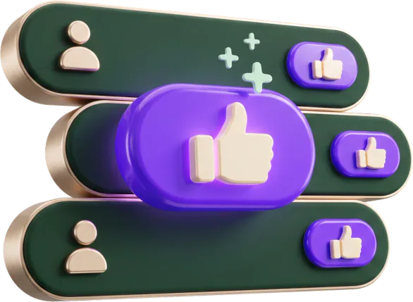 A big nod button with a thumbs up, in front of a short list of colleagues